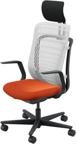 内田洋行 AJCHAIR2(エージェーチェア2) AJ2A-511AG-L PU アッシュグレイメッシュ ヘッドレスト付 L型肘 ウレタンキャスター