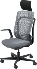 内田洋行 AJCHAIR2(エージェーチェア2) AJ2A-511SG-L PA スレートグレイメッシュ ヘッドレスト付 L型肘 ナイロンキャスター