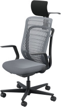 内田洋行 AJチェア2 AJ2A-511SG-L PA-H スレートグレイメッシュ ヘッドレスト付 ジャケットハンガー付 L型肘ELAB型 ナイロンキャスター