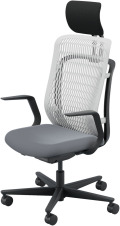 内田洋行 AJCHAIR2(エージェーチェア2) AJ2A-511AG-L PA アッシュグレイメッシュ ヘッドレスト付 L型肘 ナイロンキャスター