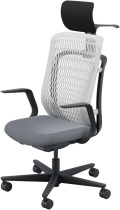 内田洋行 AJチェア2 AJ2A-511AG-L PA-H アッシュグレイメッシュ ヘッドレスト付 ジャケットハンガー付 L型肘ELAB型 ナイロンキャスター