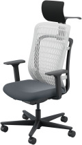 内田洋行 AJチェア2 AJ2A-531AG-A PU-H アッシュグレイメッシュ ヘッドレスト付 ジャケットハンガー付 アジャスタブル肘UAAB型 ウレタンキャスター