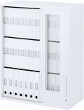 内田洋行 ハイパーストレージ スタンダードタイプ 透明3枚引き違い書庫 HS800 GTH-10U(B) 3段 上置き用 W800×D400×H1050