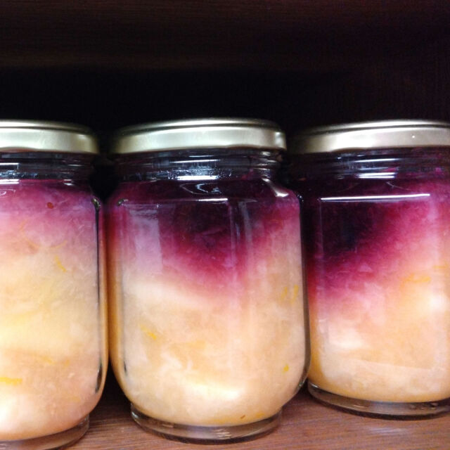 旬の桃とブルーベリーと完熟レモンのジャム