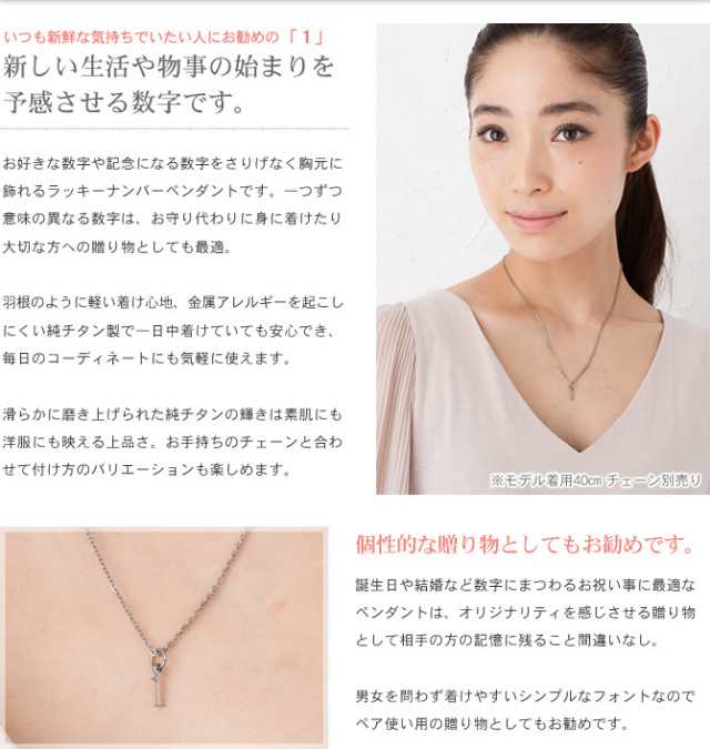 【チタンアクセサリー　レジエ】ペンダントトップ　数字・ラッキーナンバー