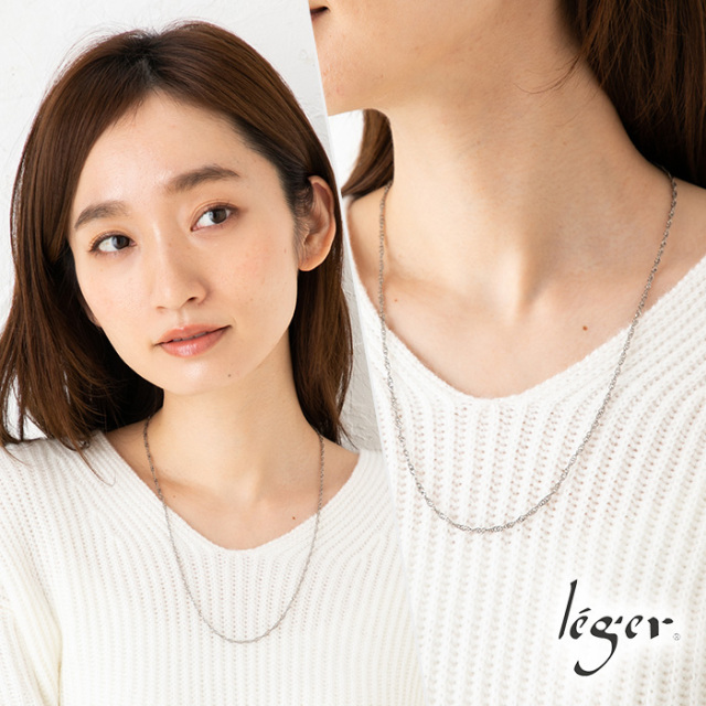 純チタンチェーンネックレス スクリューチェーン2.2mm幅 55cm｜leger