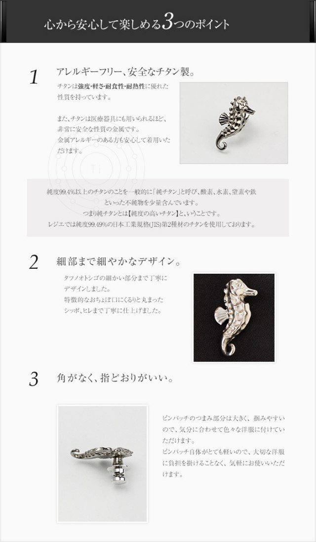 【チタンアクセサリー　レジエ】ピンバッチ