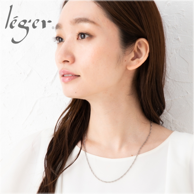 純チタンチェーンネックレス スクリューチェーン2.2mm幅 50cm｜leger