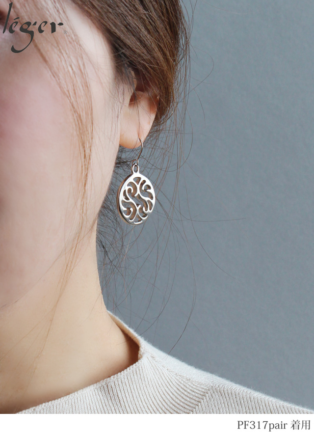 純チタン ピアス スワール フック 6mm｜leger レジエ PF317pair