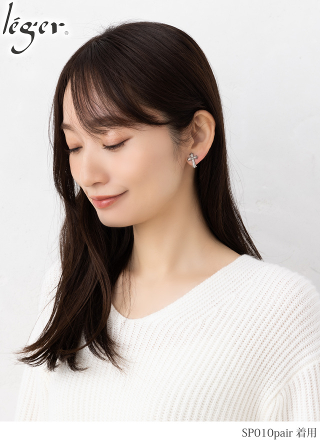 純チタンスタッドピアス 十字架 小｜leger レジエ SP010pair