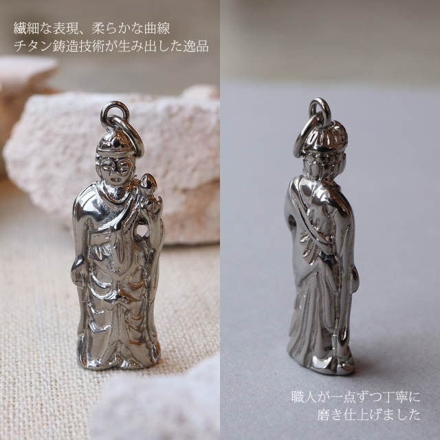 観音様彫りペンダントトップ 純チタン ペンダントトップ 観音様｜leger レジエ T212