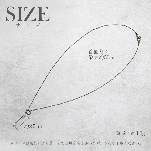 純チタン スノーハート ラリエット ネックレス 50cm XS25N001｜leger