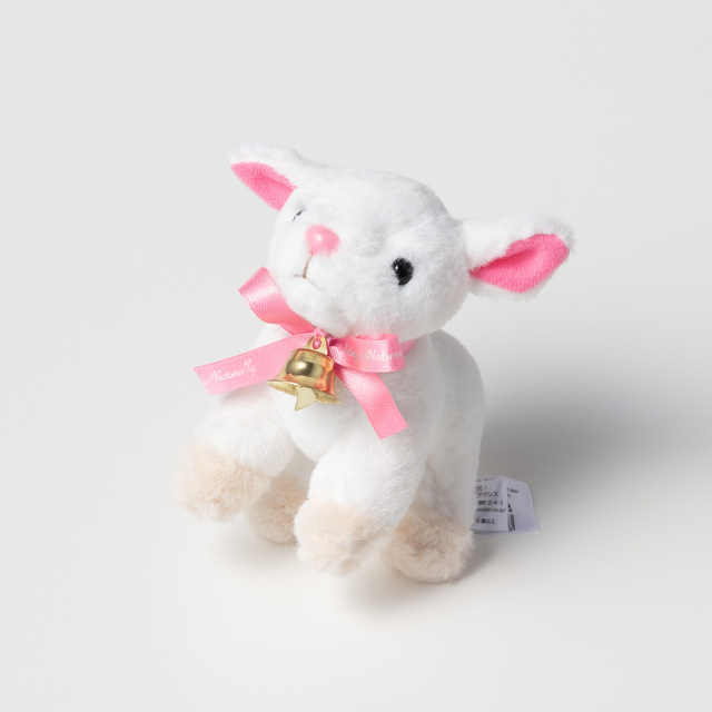 ヤギぬいぐるみ_ピンクリボン
