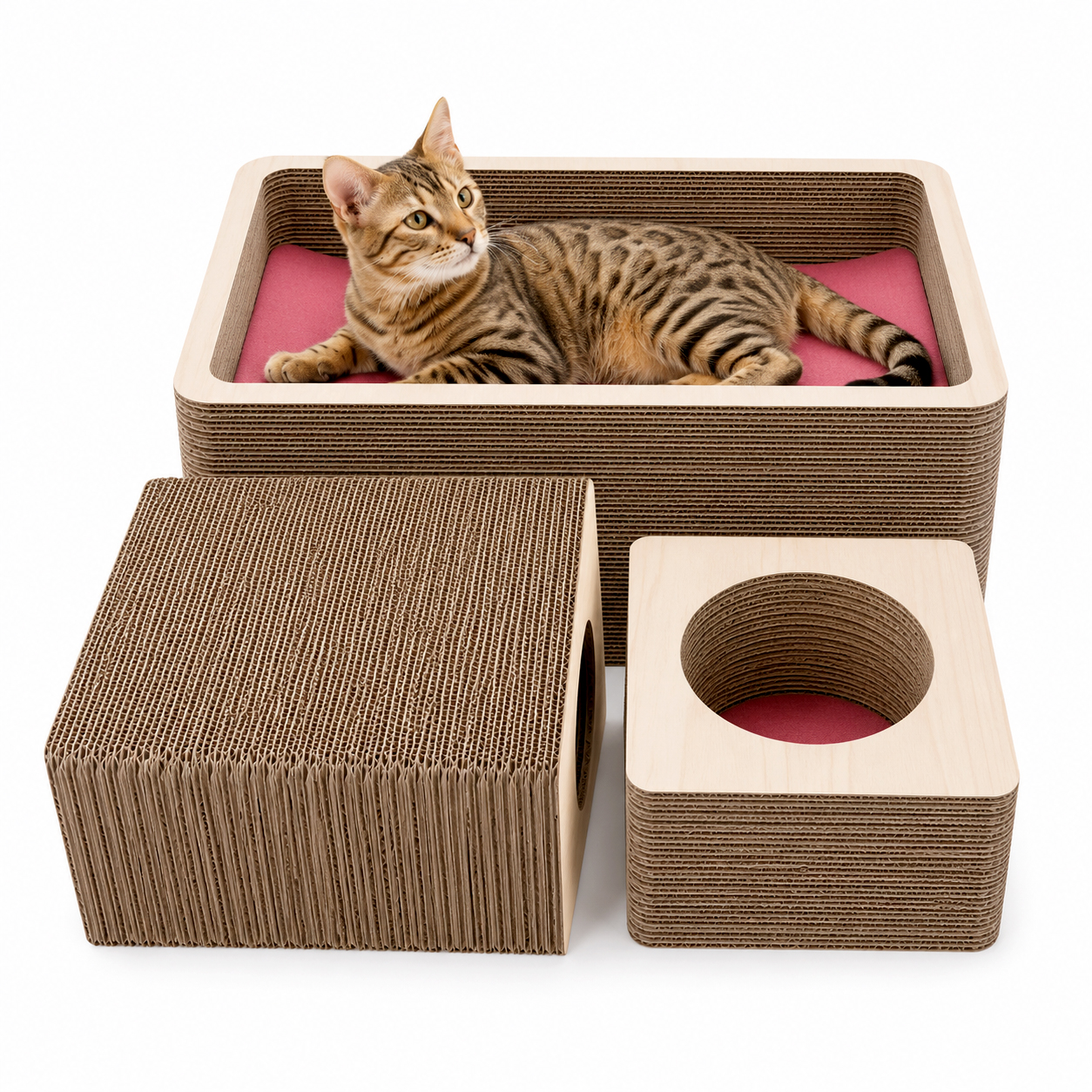 【公式ショップ限定価格・10周年限定カラー】日本製 にゃんもっく爪とぎBOX トンネル付き｜猫用ハンモック・爪とぎベッド 2WAY 大型猫対応