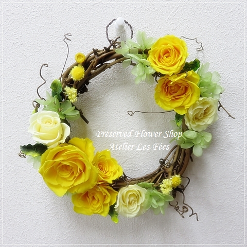 ドライフラワーのミニリース イエロー ドライフラワーのミニリース イエロー