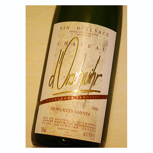 シャトー・ドルシュヴィール　ゲヴュルツトラミネール　ヴァンダンジュ・タルティヴ　1998年