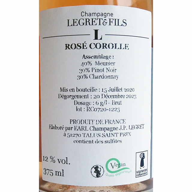 ルグレ・エ・フィス　シャンパーニュ　ロゼ・コロル　NV（ハーフボトル・375ml）