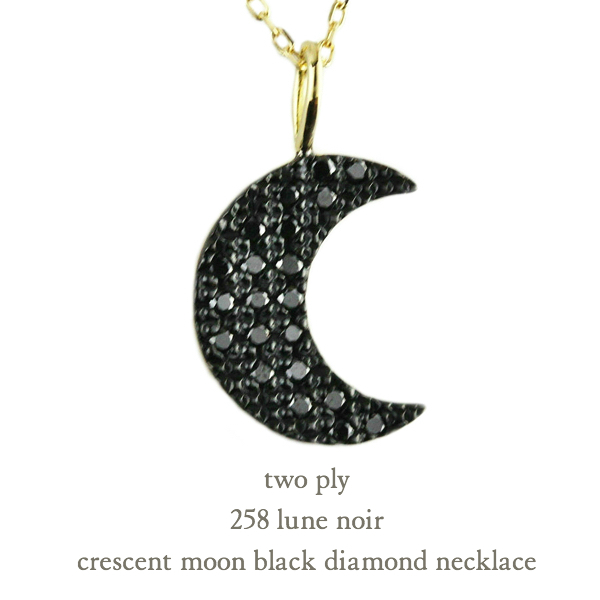 トゥー プライ 258 三日月 ブラック ダイヤモンド ネックレス 18金,two ply Crescent Moon Black Diamond Necklace K18