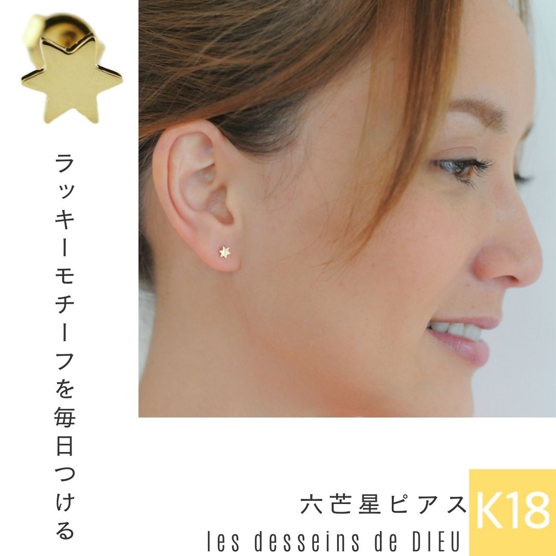 レデッサンドゥデュー 403 ヘキサグラム 六芒星 ピアス 18金,les desseins de DIEU Hexagram Stud Earrings K18