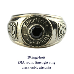 28vingt-huit 231a ラウンド カレッジ リング ブラック ジルコニア メンズ シルバー,ヴァンユィット Round limelight ring Silver Mens