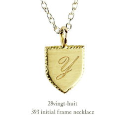 ヴァンユイット 393 イニシャル フレーム 数字 ネックレス 18金 シルバー メンズ,28vingt-huit Initial Frame Necklace K18 Silver Mens