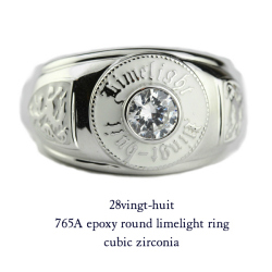 28vingt-huit 765a ラウンド カレッジ キュービックジルコニア リング メンズ シルバー,ヴァンユィット epoxy Zirconia ring Silver Mens