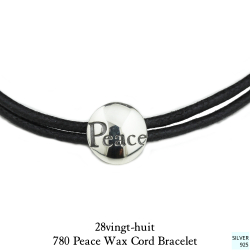 28vingt-huit 780 ピース 紐ブレスレット ワックスコード ペア シルバー925,ヴァンユィット Peace Wax Cord Bracelet SILVER925 Mens