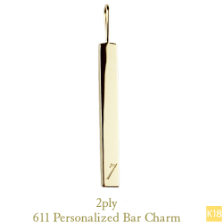 トゥー プライ 611 パーソナライズド イニシャル ナンバー バー チャーム 18金,two ply Personalized Bar Charm K18