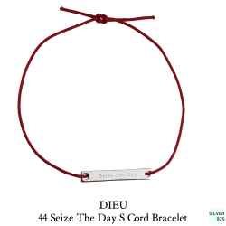 デュー 44 セイズザデイ 今を楽しもう 紐ブレスレット シルバー925,Dieu Seize The Day Cord Bracelet Silver925