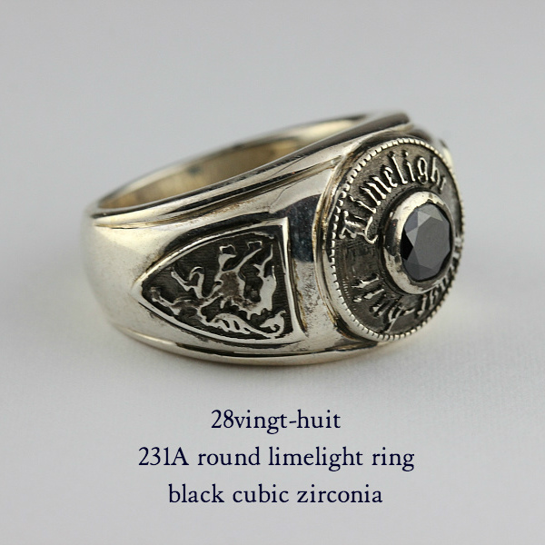 28vingt-huit 231A Roung Limelight Ring Black Cubic Zirconia