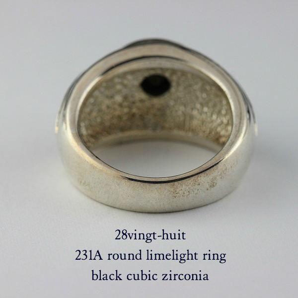 28vingt-huit 231A Round Limelight Ring Black Cubic Zirconia Silver925(ヴァン  ユィット ラウンド ライムライト リング ブラック キュービック ジルコニア)