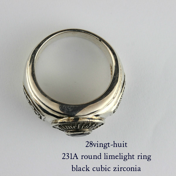 28vingt-huit 231A Roung Limelight Ring Black Cubic Zirconia