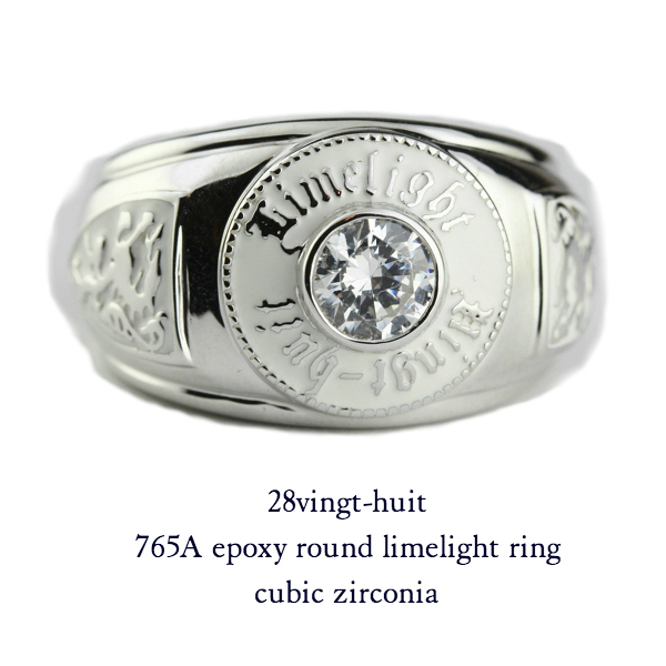 28vingt-huit 765A Epoxy Round Limelight Ring Cubic Zirconia 