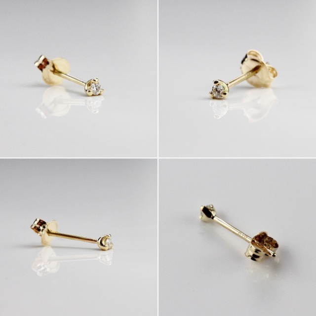 トゥー プライ 173 キャビア 一粒ダイヤモンド スタッド ピアス 18金  