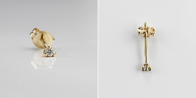 トゥー プライ 173 キャビア 一粒ダイヤモンド スタッド ピアス 18金  