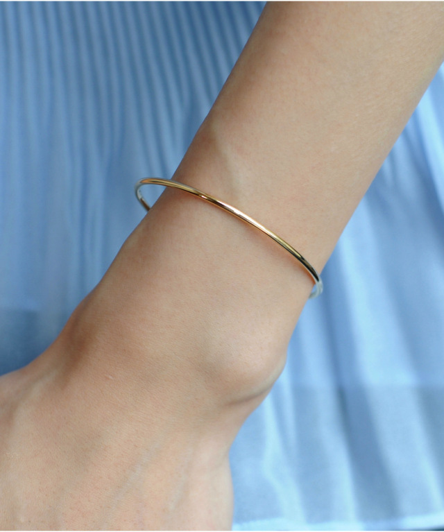 two ply 584 Simple Open Cuff Bangle K18YG/トゥー プライ