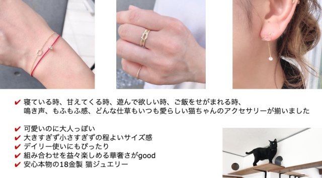 ピナコテーカ 735 フレンドリー キャット シルエット スタッド ピアス