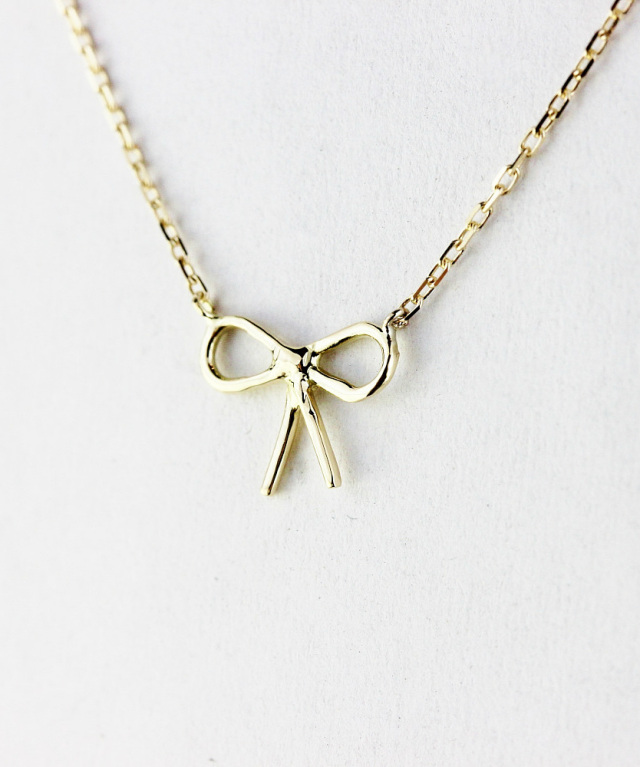 les desseins de DIEU 430 Love Knot Ribbon Necklace K18YG/レ  