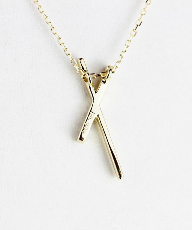 les desseins de DIEU 558 Tilted Cross Diamond Necklace K18YG/レ