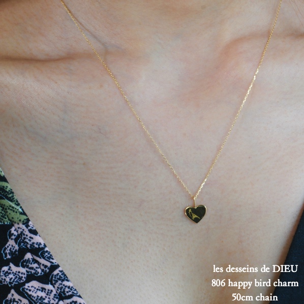les desseins de DIEU 806 Happy Bird Heart Charm K18YG/レ