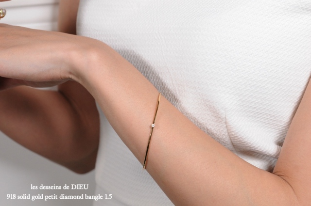 les desseins de DIEU 918 Solid Gold Petit Diamond Bangle 1.5 K18YG