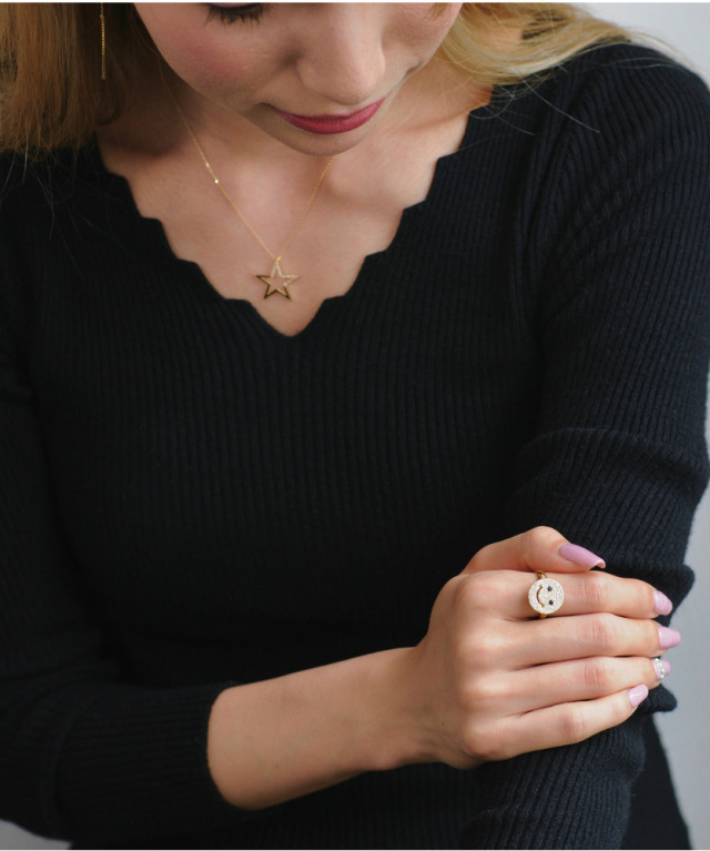 les desseins de DIEU 959 Glitter Smile L Pave Diamond Ring