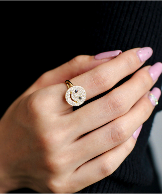 les desseins de DIEU 959 Glitter Smile L Pave Diamond Ring