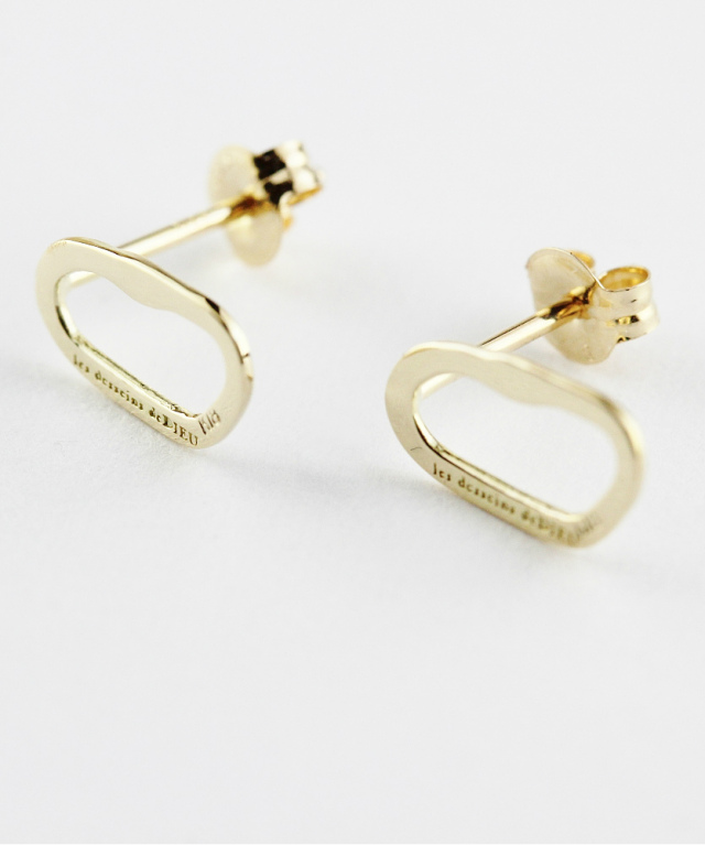 les desseins de DIEU 962 Abstract Stud Earrings K18YG/レ