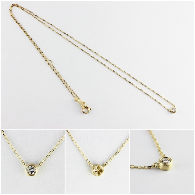 1粒ダイヤモンドゴールドネックレス 男女兼用 ゴールド14Kコーティング pinacoteca Solitaire Diamond Necklace K18YG/ピナコテーカ