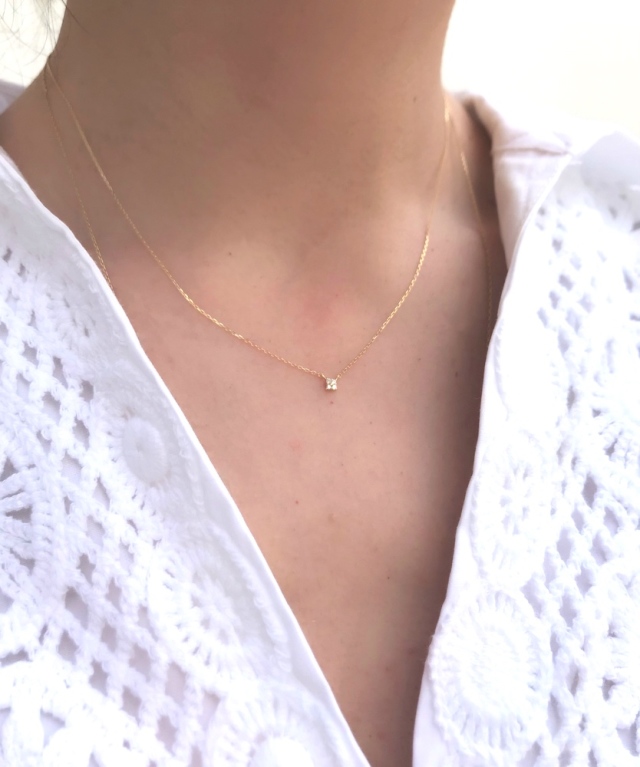 ⚫︎ピンクダイヤ⚫︎18kホワイトゴールド45cm pinacoteca 544 Faux Princess Diamond Necklace K18YG