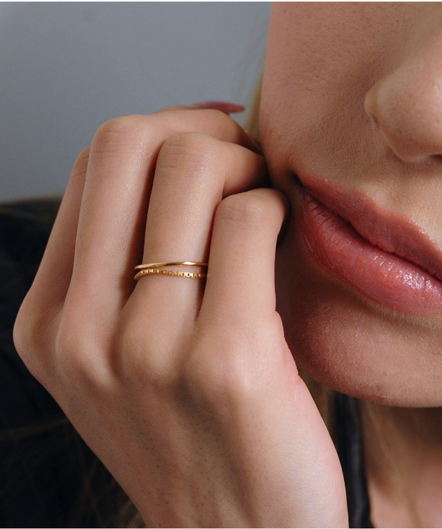 Pinacoteca 696 Elegant Line Venetian Chain Combi Ring K18yg ピナコテーカ エレガント ライン ベネチアン チェーン コンビ リング ピンキーリング 18金