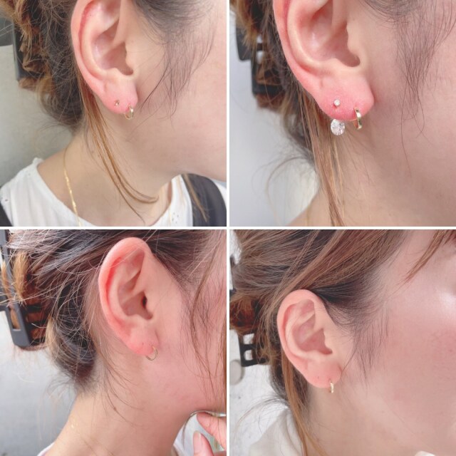 3*E様 18K　ピアス pinacoteca 716 Dazzle Diamond Hoop Earrings K18YG