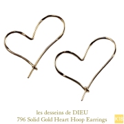 レデッサンドゥデュー 796 ハート フープピアス 18金,les desseins de DIEU Solid Gold Heart Hoop Earrings K18