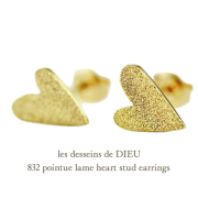 レデッサンドゥデュー 832 ラメ ハート スタッド ピアス 18金,les desseins de DIEU Lame Heart Stud Earrings K18